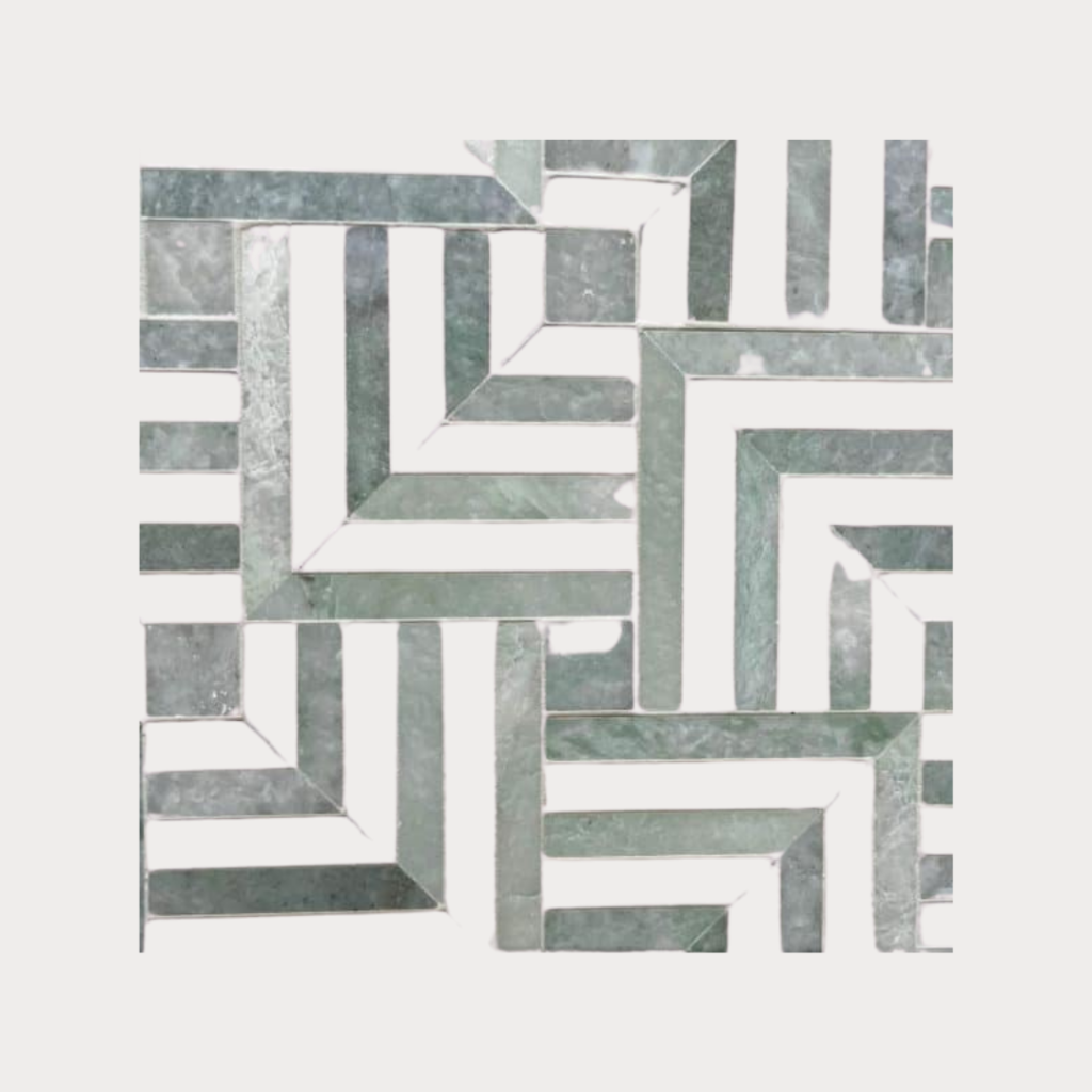 Square Chevron Thassos Ming Green