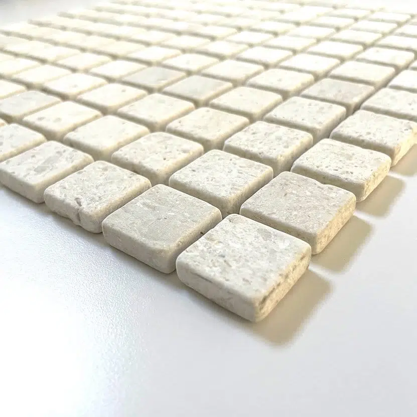 White Limestone Tumbled 1x1 in situ