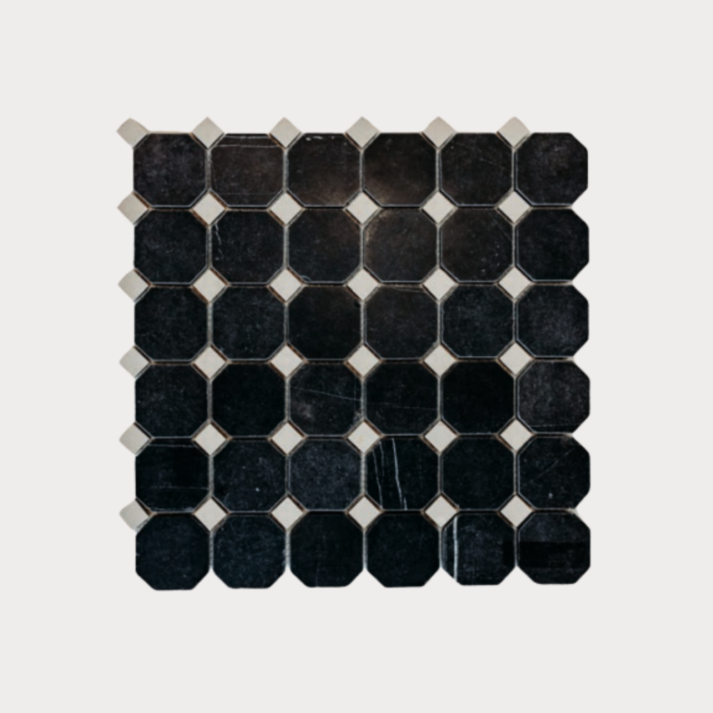 2x2 Black Jade Octagon Tumbled w/ Beige honed