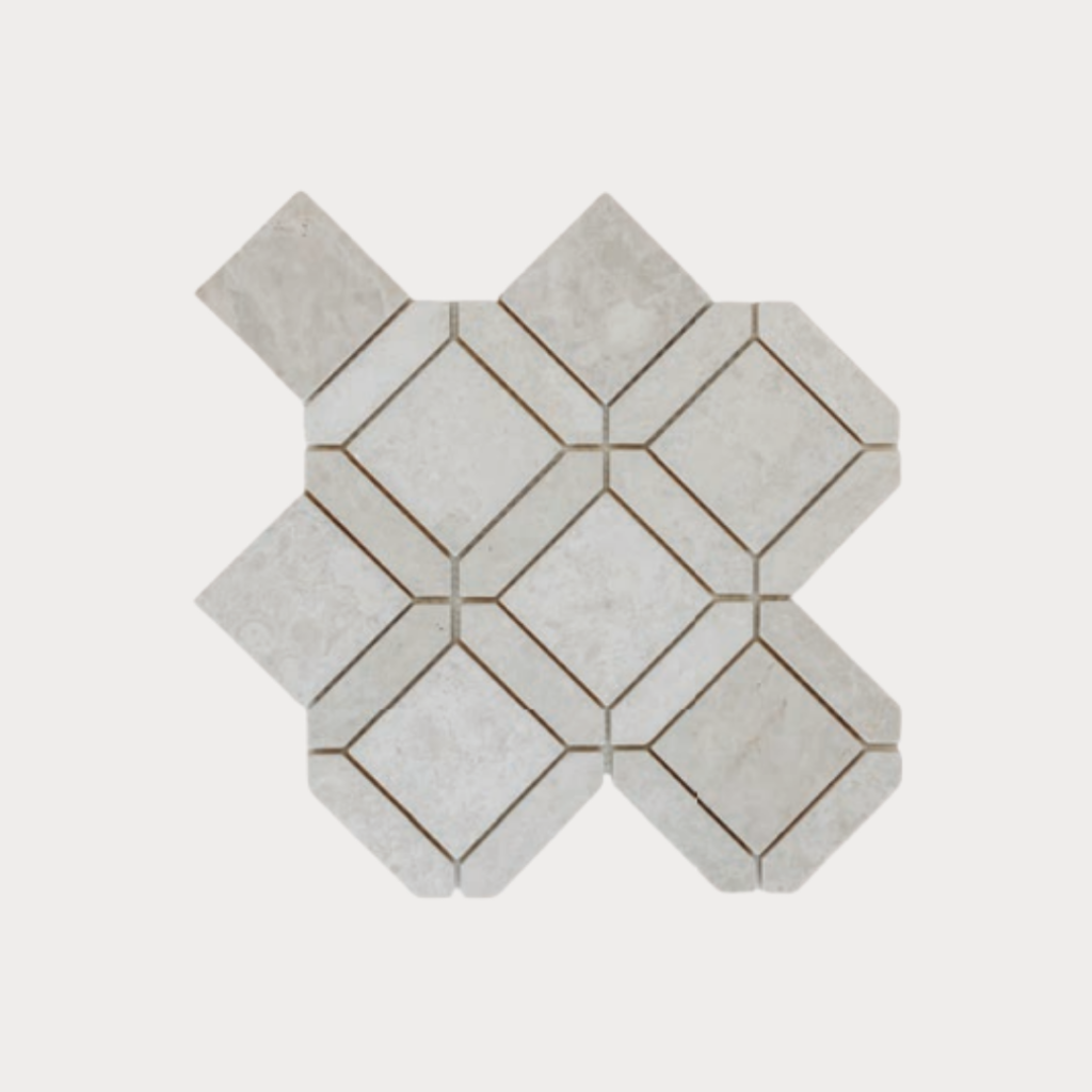 3" Gardenia white rose center tozzetto honed + tumbled