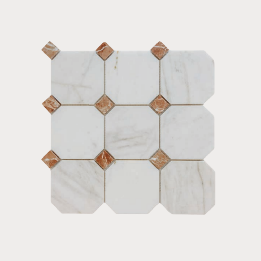 4x4 Calacatta oro octagon 1x1 rosso alicante tozzetto