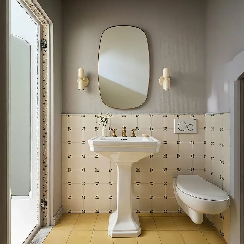 Garden Blanc Glazed Ceramic Tile, room setting