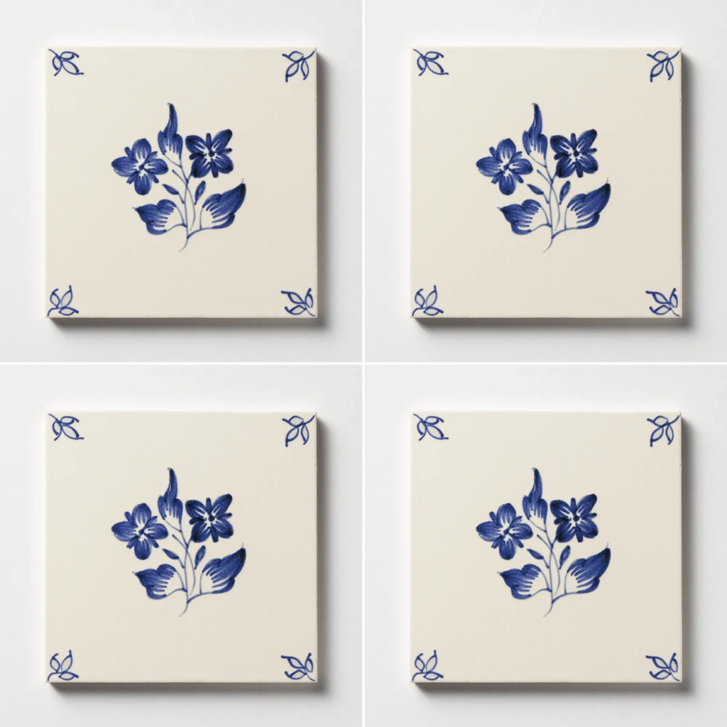 Garden Flowers Blue Glazed Ceramic Tile — Garden Flowers Blue layout