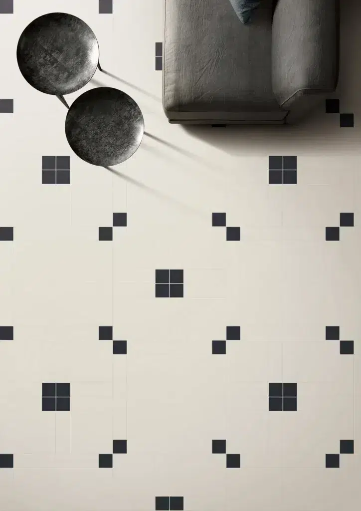 GeoLine Matte Mosaic - Charcoal, installed setting