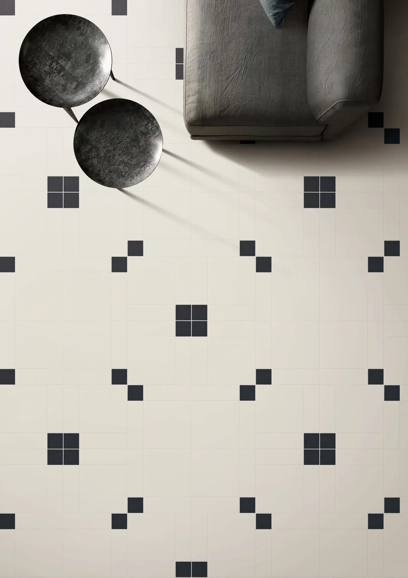 GeoLine Matte Mosaic - Charcoal, installed setting