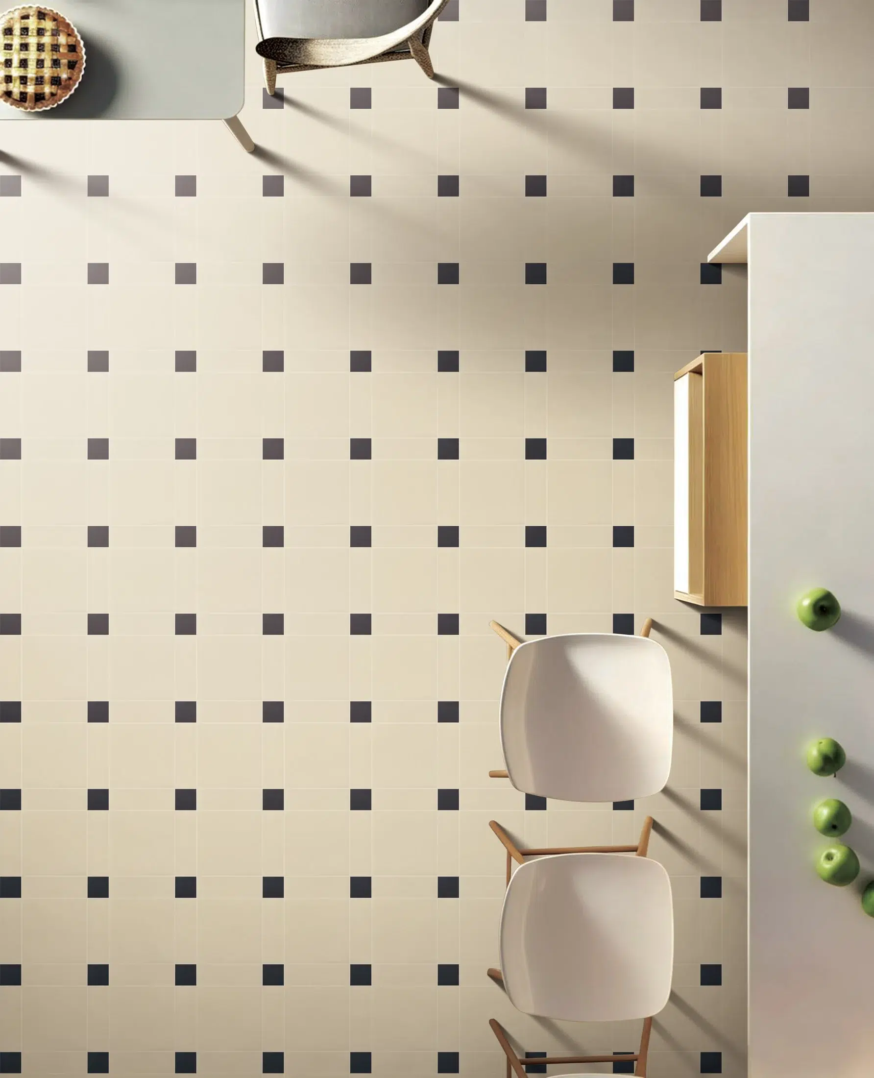 GeoLine Matte Mosaic - Graphite Beige, installed setting