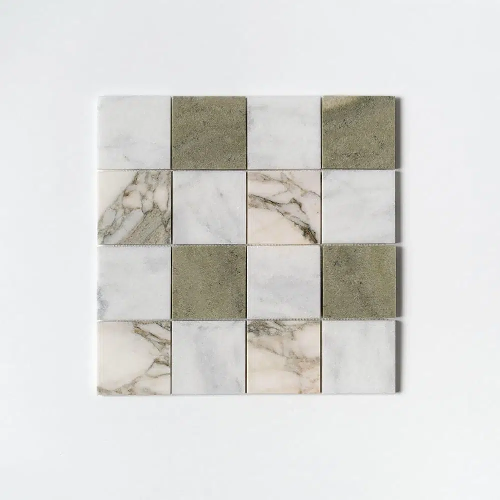 Mosaïque Grande Chester Glacier, Calacatta Green et Verde Laguna — Grande Chester