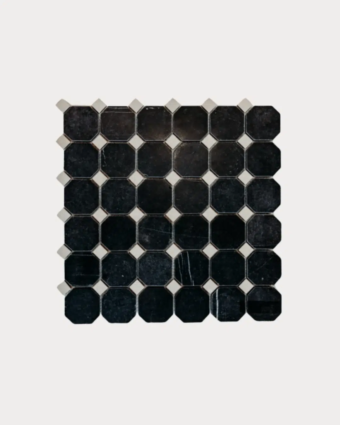 Mosaïque octogonale Black Jade et Harley Beige 2×2 — Black Jade & Harley Beige