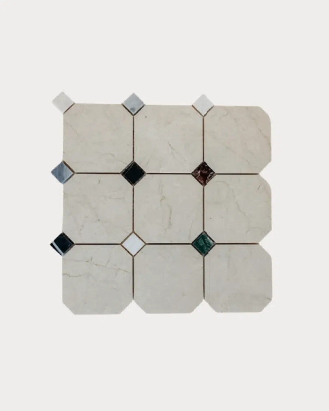 Mosaïque octogonale Crema Marfil et assortiment 4×4 — Crema Marfil & Mixed