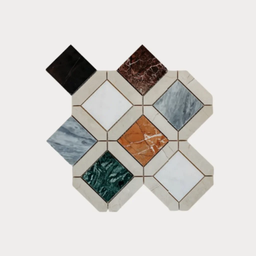 3 in Gardenia Crema Marfil & Mixed Mosaic - Crema Marfil & Mixed / tile face / face du carreau