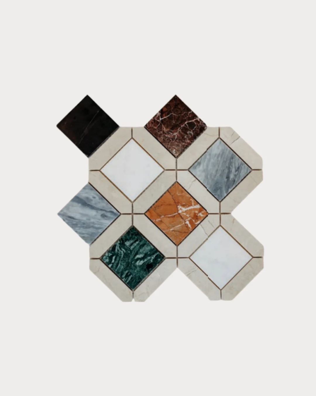 Mosaïque Gardenia 3 po Crema Marfil et assortiment — Crema Marfil & Mixed