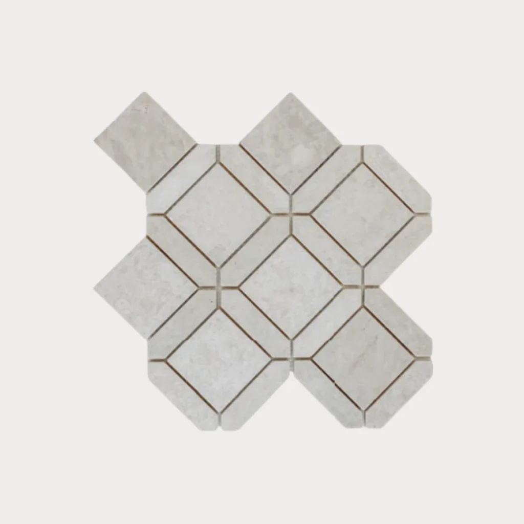 3 in Gardenia White Rose Mosaic - White Rose / tile face / face du carreau