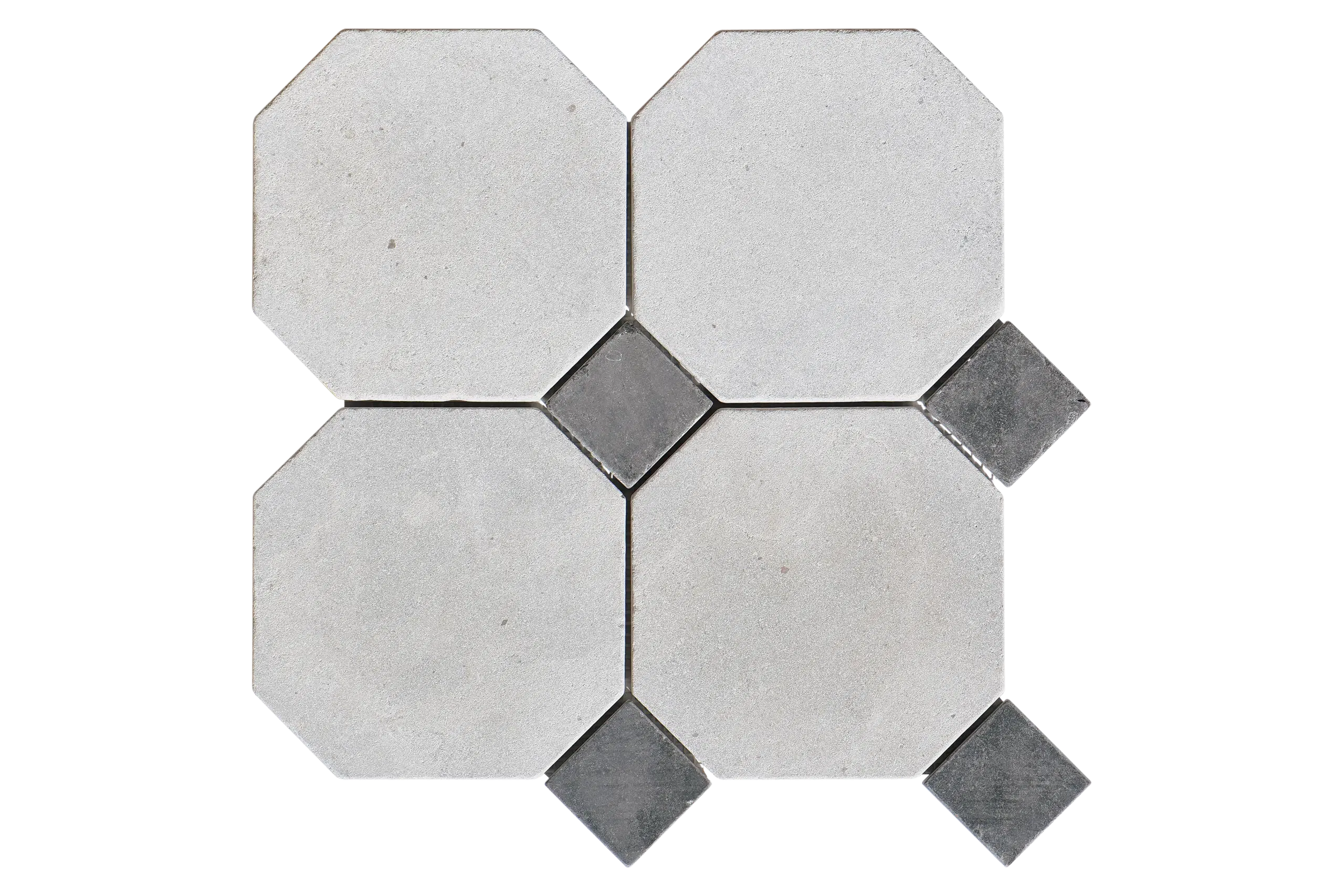 Mosaïque de marbre octogone de 6 po avec point, vieillie — French Gris avec point Noir