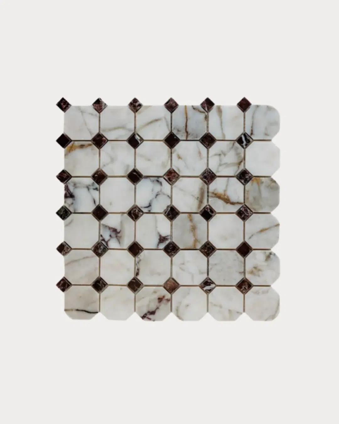 Mosaïque octogonale Venus Violet et Rosso Levanto 2×2 — Venus Violet & Rosso Levanto